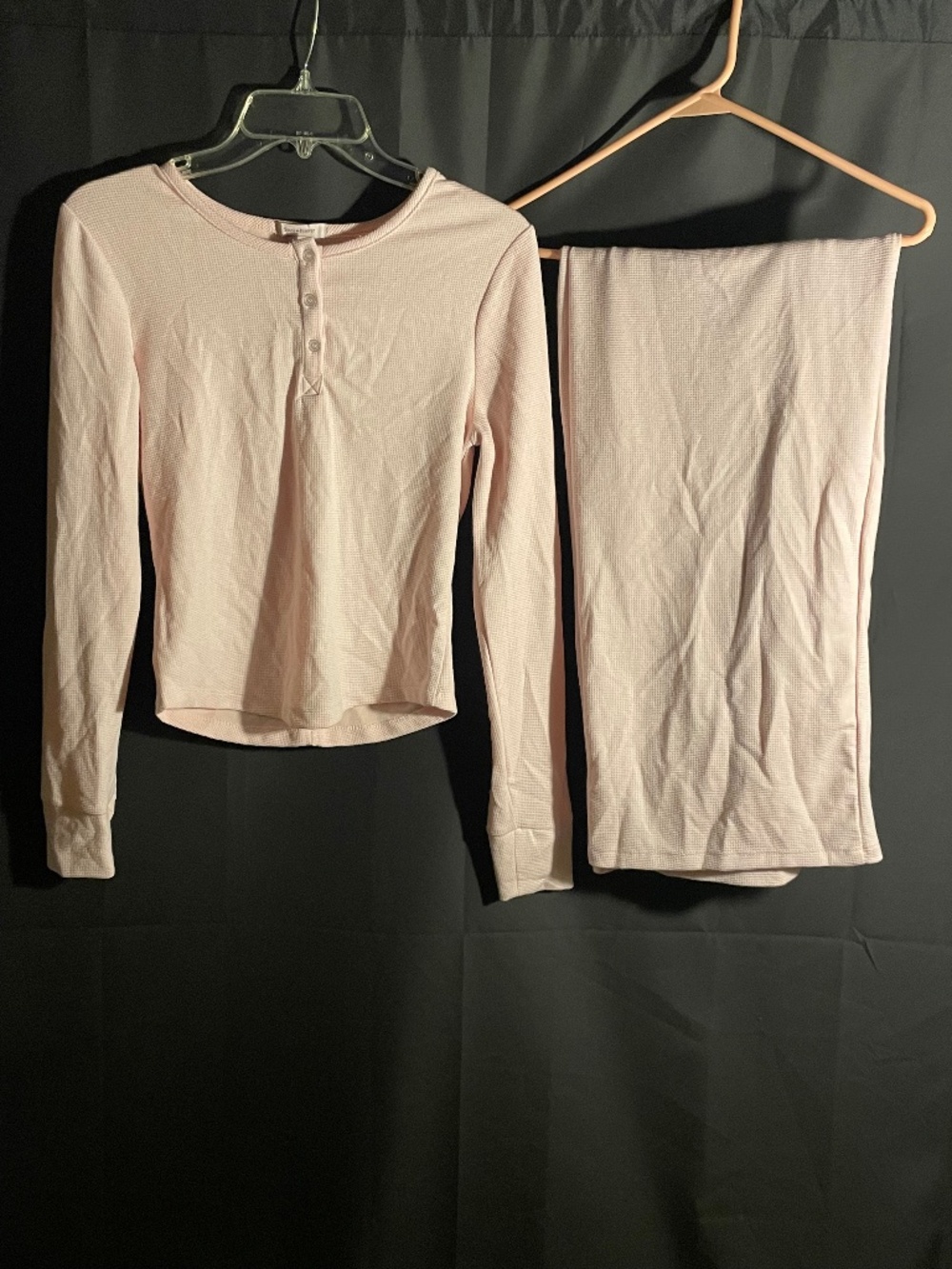 Since Forever blush pink long sleeve henley pajama set | size L